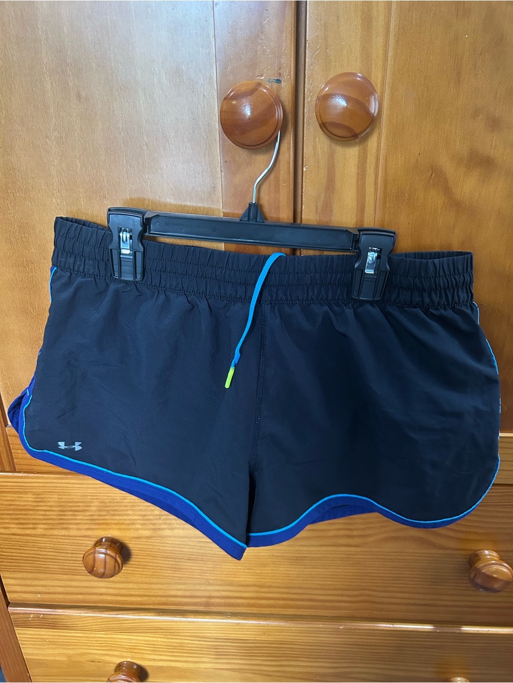 Under Armour Black Women's Athletic Shorts with Blue Trim